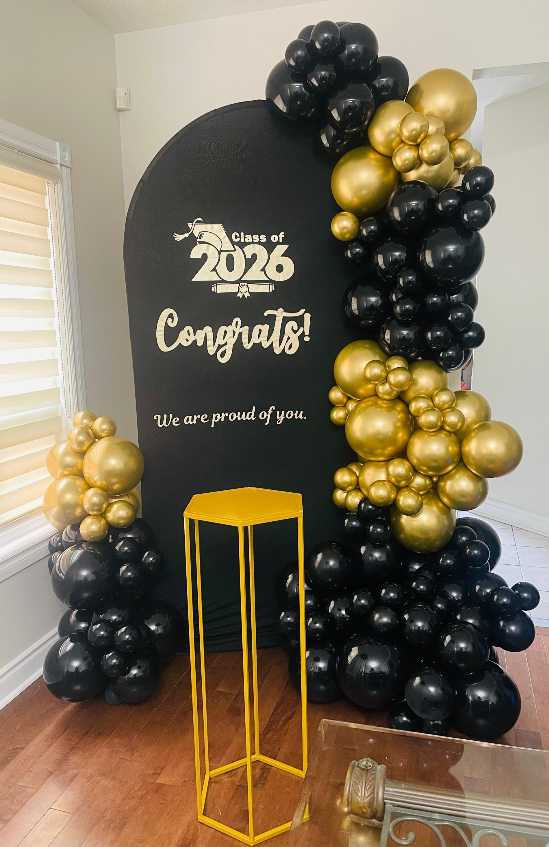 Premium Black & Gold Graduation Balloon Backdrop Arch